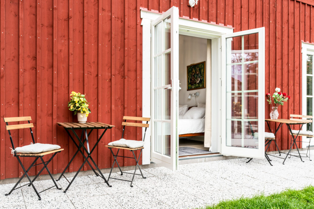 Warm sunny days invite you to have your coffee outside in our garden.